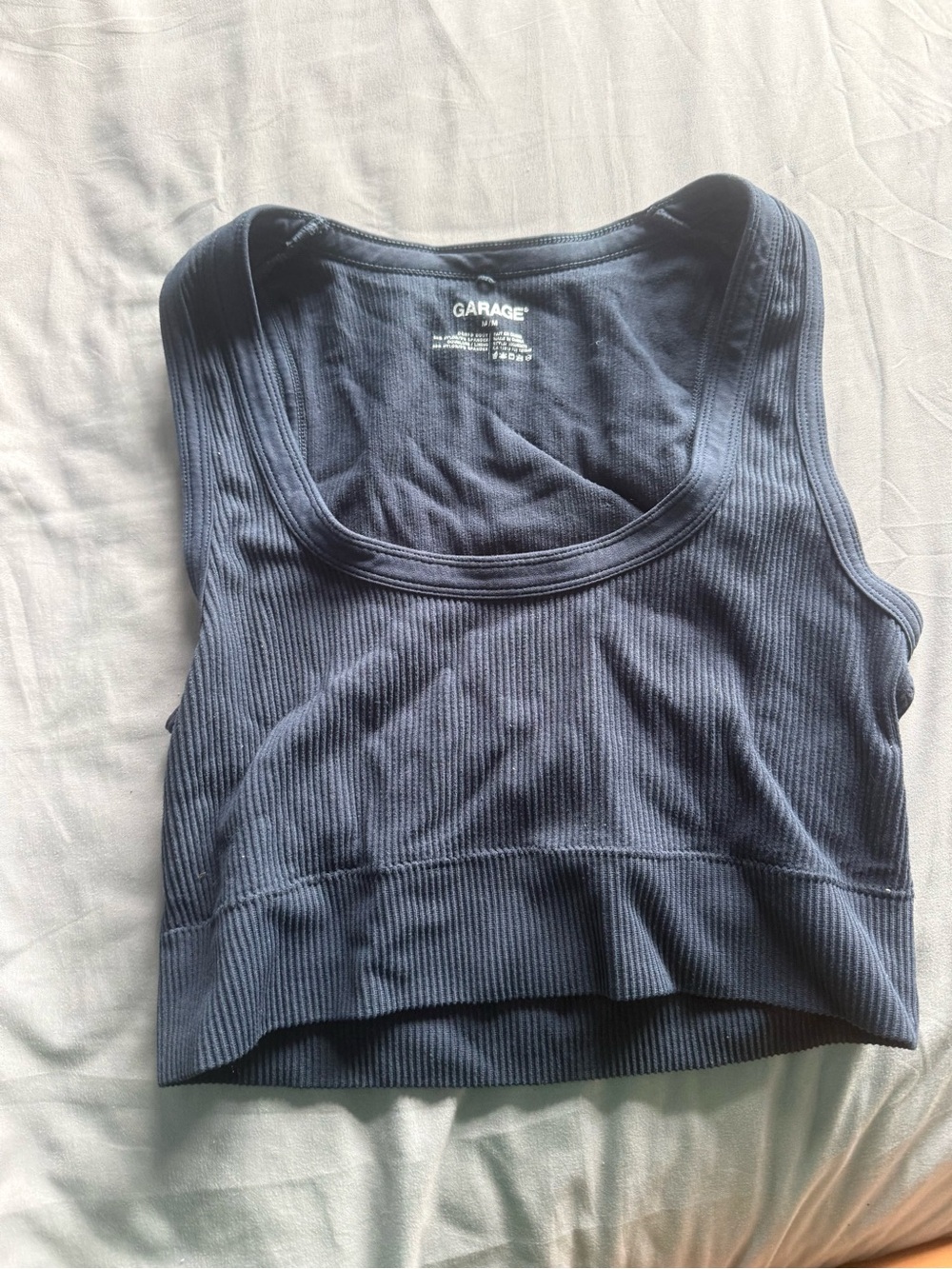 Garage Navy Ribbed Cropped Tank
